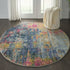 2' X 6' Blue And Yellow Abstract Power Loom Non Skid Area Rug
